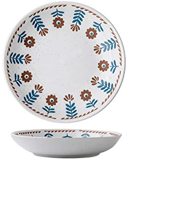 Liudan Servizio di Piatti Piatti della Cena della Ceramica Dipinti a Mano Cinese Platé della Cena di Porcellana 8 Pollici Placca da Pranzo Rotonda, Microonde/Lavastoviglie Sicuro Servizio da tavola