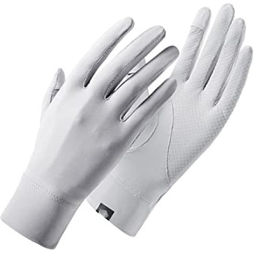 Antcher Damen UV Sonnenschutz Handschuhe - Eisseide, Fingerlos, Vollfinger, Touchscreen, Rutschfest - Für Wandern, Radfahren (Grau)
