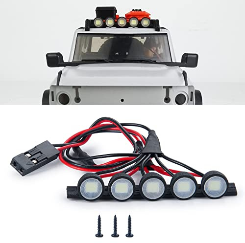 1/24th RC Car Headlights LED Round Roof Rack Lights Lamp White Upgrades for Axial SCX24 AXI00006 Bronco RC Crawler Truck Car Accessories Parts