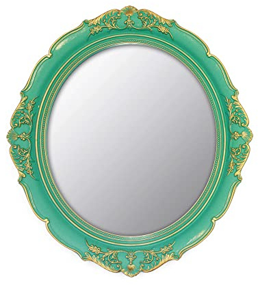 YCHMIR Dekospiegel Vintage Spiegel Hängespiegel | 37,6 x 33,3 cm oval Spiegel grün