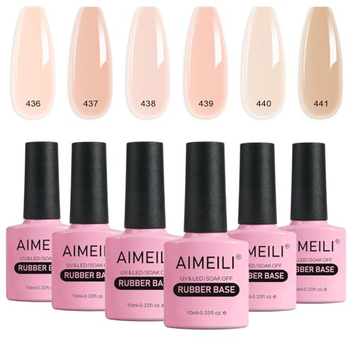 AIMEILI Rubber Base Gel Set 6pcs Rubber Base Coat Soak Off UV LED Nägel Unterlack Gel Nagellack Maniküre Kit 6 * 10ml - 45