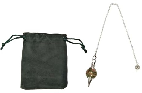 Ädelsten, kristallpendel, vintage sfärisk kristallpendel för radiestesi, pendel chakra reiki spådom wicca meditation (Unakita)