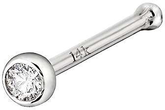 Jewelry Avalanche 14K White Gold Bezel Set 1.5mm-0.015 ct Diamond Nose Bone Stud Stud 22G Bone-end Nose Ring - NBBZRD-WG15WD