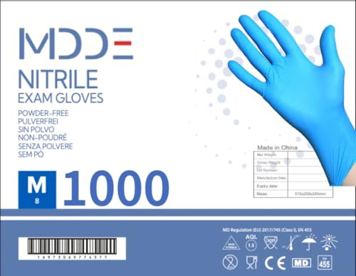 Einweghandschuhe, Einmalhandschuhe Nitril handschuhe, Untersuchungshandschuhe für medizinische, Lebensmittel, puderfrei, latexfrei, hypoallergen, Kosmetikerinnen (1000, Blau, xxl)