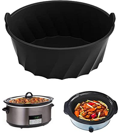 Slow Cooker Liner, Silicone Slow Cooking Liners, Reusable Food Grade Silicone Slow Cooker Liner, High Temperature Resistant and Leak Proof, Home Kitchen Accessories (Black)