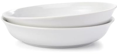 KODAAComptoir de Famille Set of Two 22cm Deep Plates - White Porcelain - Stylish, Durable & Versatile - Suitable for Everyday Use - Dishwasher Safe