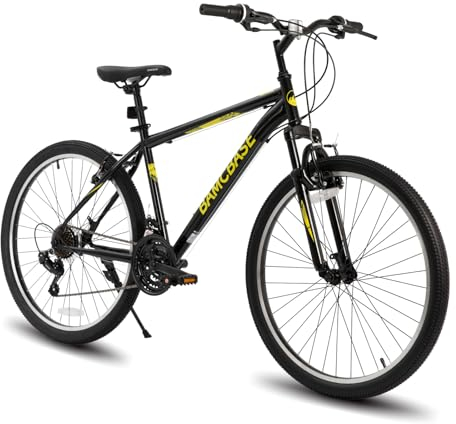 HH HILAND BAMCBASE 26 Zoll Mountainbike, Herren/Damen MTB mit 21 Gang, hochfester Stahlrahmen, V-Bremse, Hardtail Fahrrad für Erwachsene Schwarz