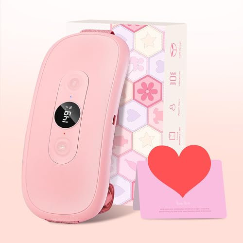 Portable Heating Pad Period Cramps: 2 Timer 6 Heat Levels 6 Vibration Modes Cordless Electric Heating Pad 3s Fast Heating Menstrual Heating Pad (Light Pink)