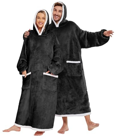 Gentlewarm Oversized Blanket Hoodie, Super Soft Warm, Sherpa Fleece Wearable Blanket, Sweatshirt For Women Men One Size, 1pcs