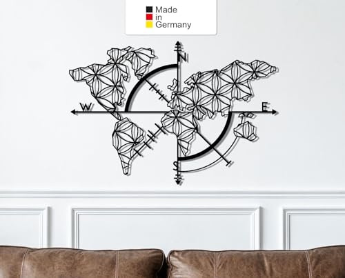 Weltkarte 2, Metall Wanddeko, Wanddeko Aus Metall, Wandbild aus Metall (Größe: 80 x 55 cm)