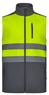 VELILLA 305906 Softshellweste, zweifarbig, Grau und Neongelb, Größe 2XL