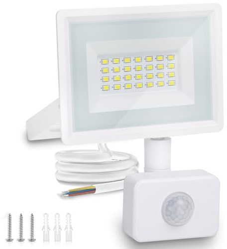 Aigostar 20W Projecteur LED Détecteur de Mouvement,1800LM Ultra Mince Spot LED Extérieur Avec Détecteur,Lumière de Sécurité Etanche IP65 pour Jardin,Patio,Cour,Allée, Blanc Froid 6500K