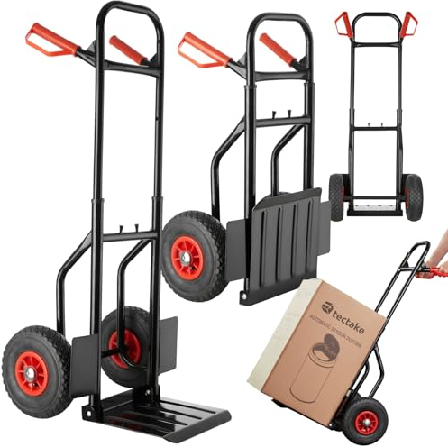 tectake® Sackkarre klappbar Ladeschaufel, Sackrodel mit Stahlrahmen, mit Luftreifen, belastbar bis 100 kg, Transporter für Getränkekisten, für Umzug
