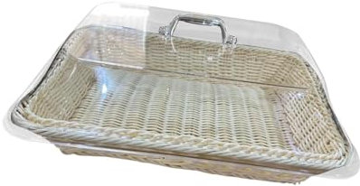 perfk Cestino portapane Cestino portaoggetti rustico Supporto antipolvere Cestino intrecciato in finto rattan per tavolo da esterno Soggiorno Casa da, beige, 35x25x15 cm