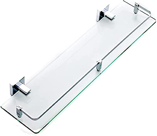 CAFIEDR Bathroom glass shelf Bathroom Shelf Wall Mounted Glass Shelf Tempered Glass with Railing SUS304 Stainless Steel Brushed Finish,31cm