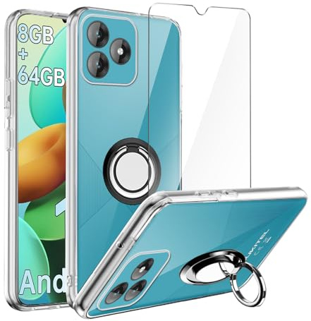 LYZXMY Case for Oukitel C53 (6.6) Clear phone case + 360° Rotating Ring Stand+ 1 pcs tempered Glass Screen Protector.
