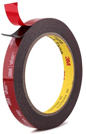 3M Doppelseitiges Klebeband Hochleistungs Montageband 5925 13 mm x 5,5 m Stark Klebendes Wasserfestes Schaumstoffband Perfekt für Auto Zuhause Büro Dekoration Außenwände Schwarz