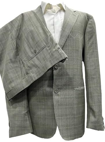 Abito Uomo Sartoriale Fantasia Principe di Galles, Fresco Lana Tasmania 150s Extrafine, Grigio, Taglie 46-60, Made in Italy, Regular Fit, Primavera Estate
