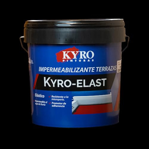 Kyro Elast Premium Pintura Impermeabilizante Elástico con Fibra para Terrazas- Pintura Antigoteras - Máxima Resistencia y Flexibilidad - Pintura Para Exteriores - Pintura Para Patios (Negro, 14L)