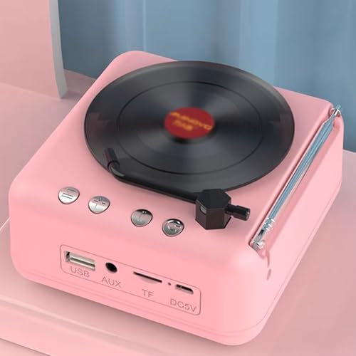 MDXHKK Portable Record Player, Home Living Room CD Player, Audio Speaker, Retro Album CD Audio Integrated Player, Disc Player, Bluetooth Boomboxes, Speakers Dock,Pink