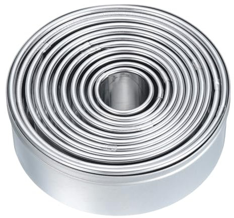 QUARKZMAN Juego de 11 Cortadores de Galletas Circulares de Acero Inoxidable para Hornear Anillos de Repostería de Mousse de Postre para Dar Forma a Donuts, Pan, Pasteles y Sándwiches