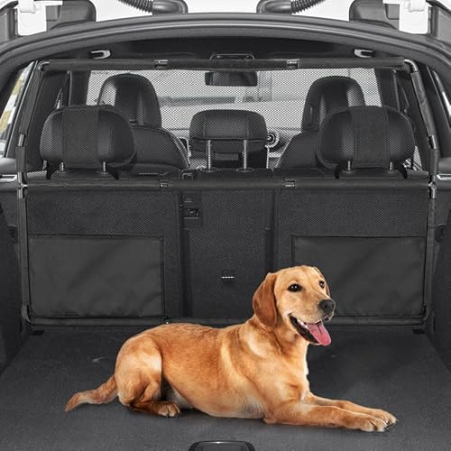 Farafox Dog Barrier for Car,56 Wide for Trucks SUV Sedans Pet Restraint Car Backseat,Backseat Divider Crossover Front Car Travel Back Seat Barricade Partition