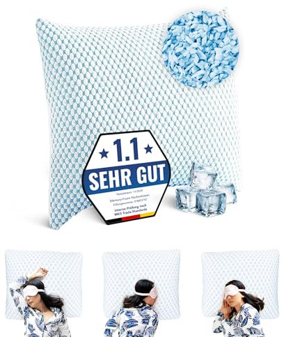Memory Foam Kissen 80x80 – Weiches Gel-Kopfkissen für Seitenschläfer – Ergonomisches Wolkenkissen mit abnehmbarem Bezug