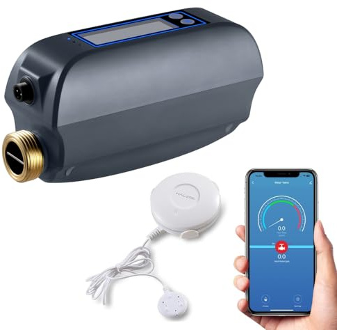 Haozee WiFi Smart Water Valve and Auto Shut-Off, Automation Scene Works with Leak Detector, Water Flow Meter, Built-in Battery, for 3/4 Diameter DN20 Pipe