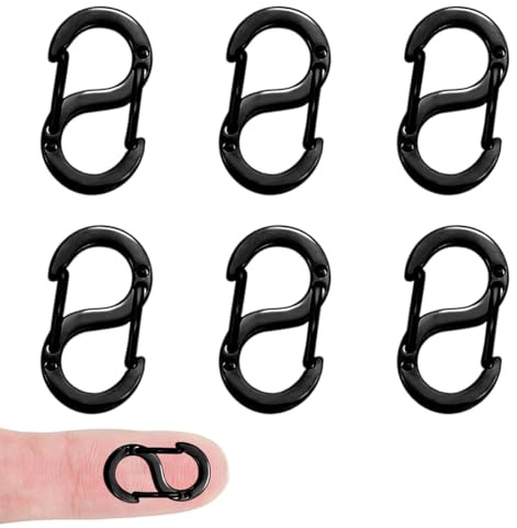 6 Stück Schmuckverschluss Mini Karabiner,Edelstahl Halsketten Verschlüsse,Armband Verschlüsse zum Klemmen,Verschluss für Armbänder & Halsketten,Kleine Karabiner für DIY Schmuck,Karabiner Mini(Schwarz)