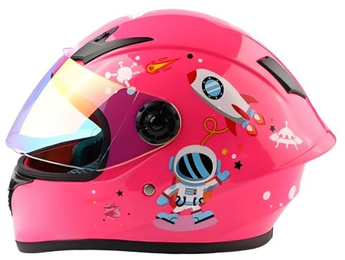 Integralhjälm För Motorcykel För 3-12 År Pojkar Och Flickor, ECE 22.06-Godkänd Barncrosshjälm, Barnskoterhjälm Med Solskydd H,S/(47~48cm)