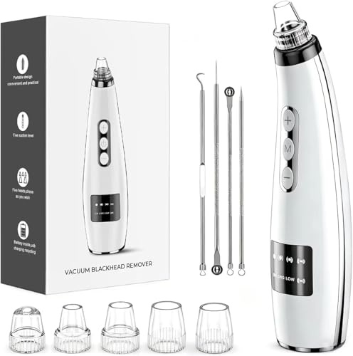 Blackhead Pore Vacuum, Blackhead Vacuum，2026 Rechargeable Pore Cleaner, Electric Comedone Whitehead Extractor Tools Kit