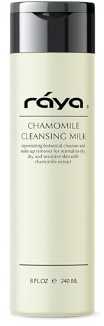 Raya Chamomile Facial Cleansing Milk 8 oz (152) | Gentle, Soap-Free Fluid Cleanser and Make-Up Removing Lotion for Dry and Sensitive Skin | Helps Calm Irritations and Refine Pores