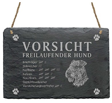 Schild Schiefer Spruch Riesenschnauzer Vorsicht Freilaufender Hund 22 x 16 cm