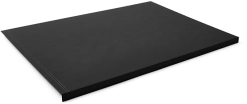 Eglooh - Urania - Gewinkelte Schreibtischunterlage Leder Schwarz cm 90x60 - Innenseele aus Stahl mit L-geformtem Vorderprofil, handwerkliche Nähten und rutschfester Boden - Made in Italy
