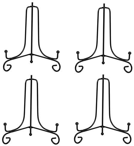 Tincogo Supporto espositore in ferro per foto, cavalletto in ferro nero, espositore per cornici, libri di cucina, piatti decorativi, tablet e arte, 20 cm (confezione da 4)