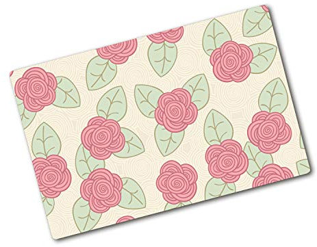 Tagliere in Vetro Temperato 80x52 cm da Cucina con Piedini Antiscivolo Durevole e Igienico Resistente al Calore con Stampe Facile da Pulire Rettangolare Antigraffio - Rose