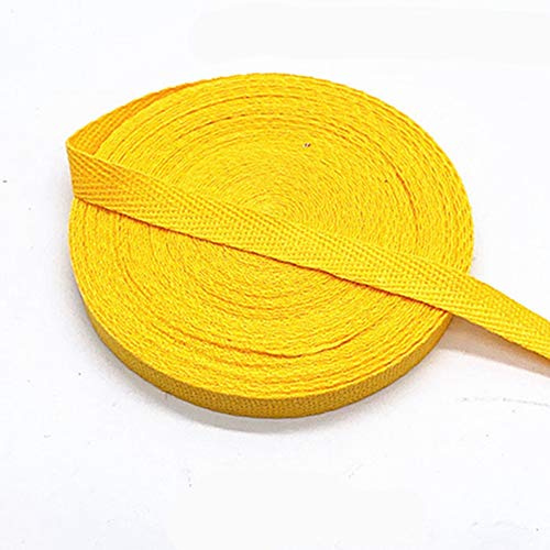 Egurs Nastro obliquo colorato in cotone, 45 m x 10 mm, morbido tessuto twill di cotone, per cucire, giallo