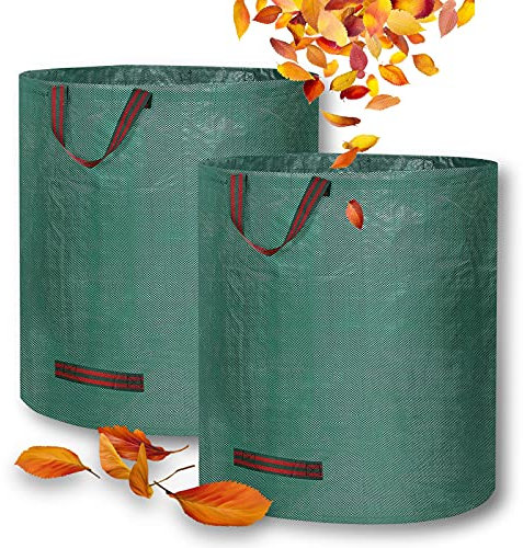 Ledph 2er Set GartensäCke GrüNabfall, Garten Abfallsack Wasserdichtes, Gartensack Stabil Selbststehend Und Faltbar, Rasensack Aus Robustem Polypropylen-Gewebe (Pp),240l/63 gallons