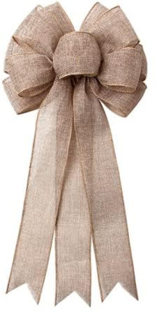 Burlap Bow Rustic Country Wedding Fall Christmas Tree Topper Ornament Wreath for Home Front Door Holiday Wedding Thanksgiving Party Decorations