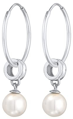 Nenalina Creolen Silber 925 Damen Ohrringe Perle (8 mm)