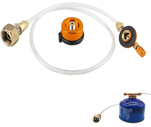 Delamiya Gaspatronadapter, gasflaskadapter, Lpg-adapter, gasadapter för gasflaskor Europa, gasspisadapter med gasslang för gaspatron, gasspis, campingköksbrännare