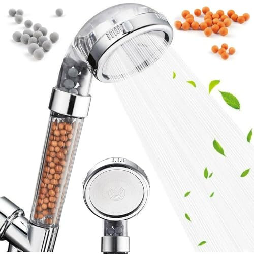Set Soffione Doccia Alta Pressione, Filtro Pietra Minerale Tormalina Ionizzazione, Universale, Risparmio Idrico, Cromato Funzione Ioni, Riduce Calcare Pelle Sana
