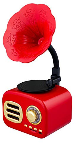 Altoparlante Bluetooth retrò, fonografo retrò Jukebox Radio vintage Altoparlante stereo wireless retrò, con Bluetooth 4.1 Mini Altoparlante portatile Bluetooth vintage Hd Surround Stereo Sound,Red The