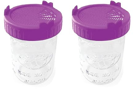 Two Lumps of Sugar Purple Sprouting Lid, 2-Pack for Wide Mouth Mason Jars - BPA-Free Plastic Sprouting Lids for Mason Jar: Ideal for Growing Alfalfa, Mustard, Broccoli, Mung Bean Sprouts, and More