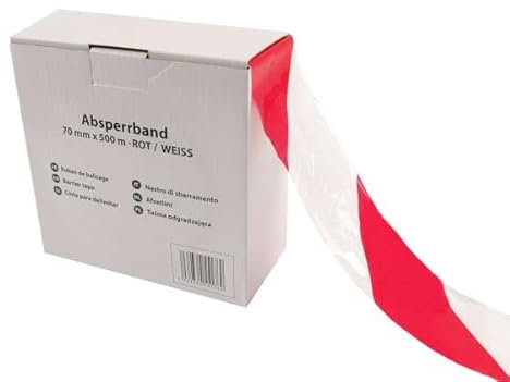 500m Rolle Absperrband rot-weis im Spender-Karton Flatterband Warnband