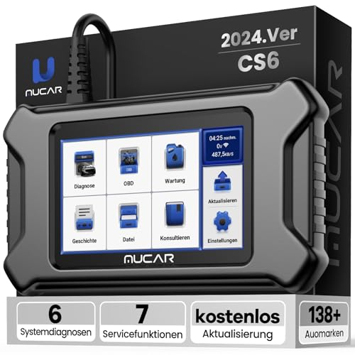 OBD2 Diagnosegerät, MUCAR CS6 Diagnosegerät Auto Mit 6 Systemdiagnosen (ECM/TCM/ABS/SRS/TPMS/BCM) + 7 Reset-Funktion, Auto Auslesegerät Für AutoVIN, Android 7.0