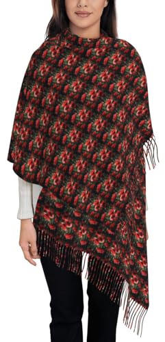 Melbrakin Wunderschöne rote Mohnblumen-Winter-warme Schals, weiche Kaschmir-Schals für Damen, große Schals, modische Schals für Damen