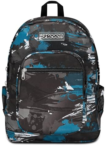 Seven Zaino Scuola Freethink, Nero Verde, Boy, Zaino Doppio Scomparto Con Supporto USB, Tasca Porta PC o Tablet e Tasca Porta Borraccia, Zaino Medie e Superiori, Bambino Ragazzo