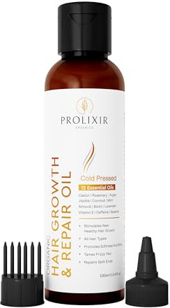 Organic Rosemary Hair Growth Oil with Castor, Jojoba, and Argan Oils – Biotin-Infused Scalp Treatment for Dry, Damaged, and Frizzy Hair – 100ml