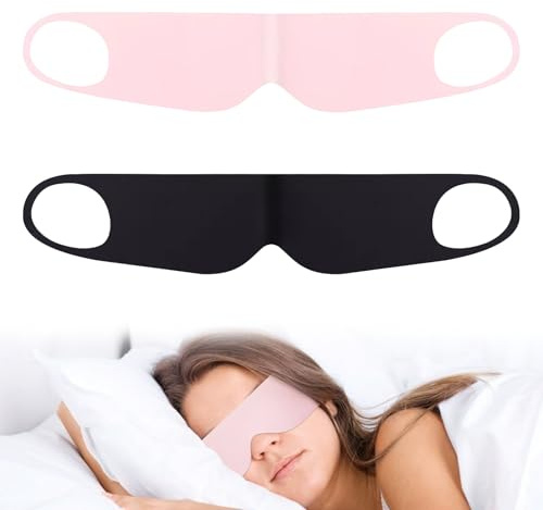 2pcs Zero Pressure Schlafmaske, Leichte und Atmungsaktive Augenbinde Schlafen mit Elastischem Ohrhängeband, Augenbinden für Männer und Frauen, Schlafmaske für Reisen, Nickerchen